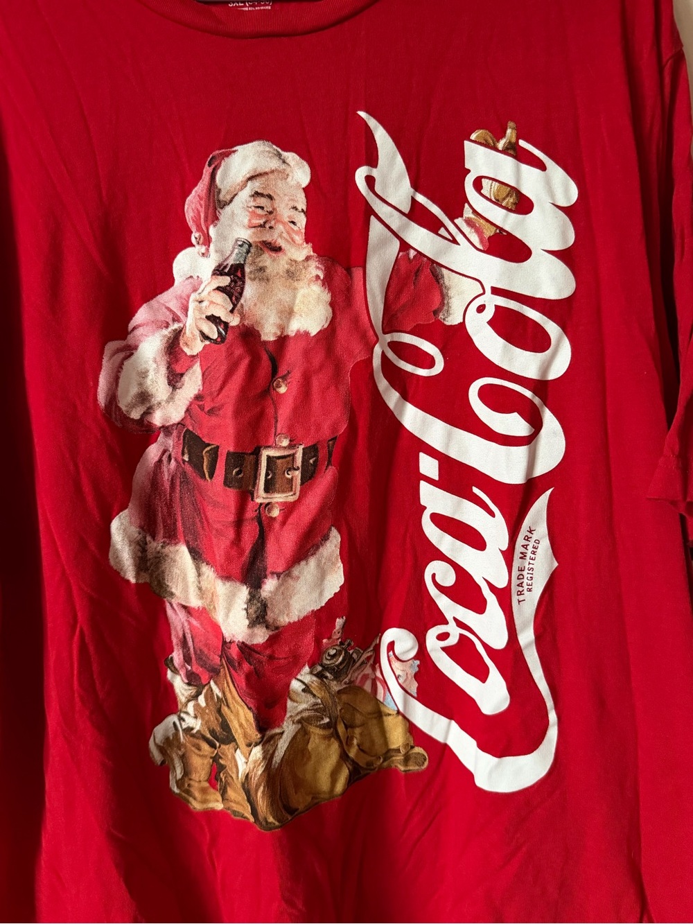 Christmas Coca-Cola White Logo on Red  Tee - Picture 2 of 4